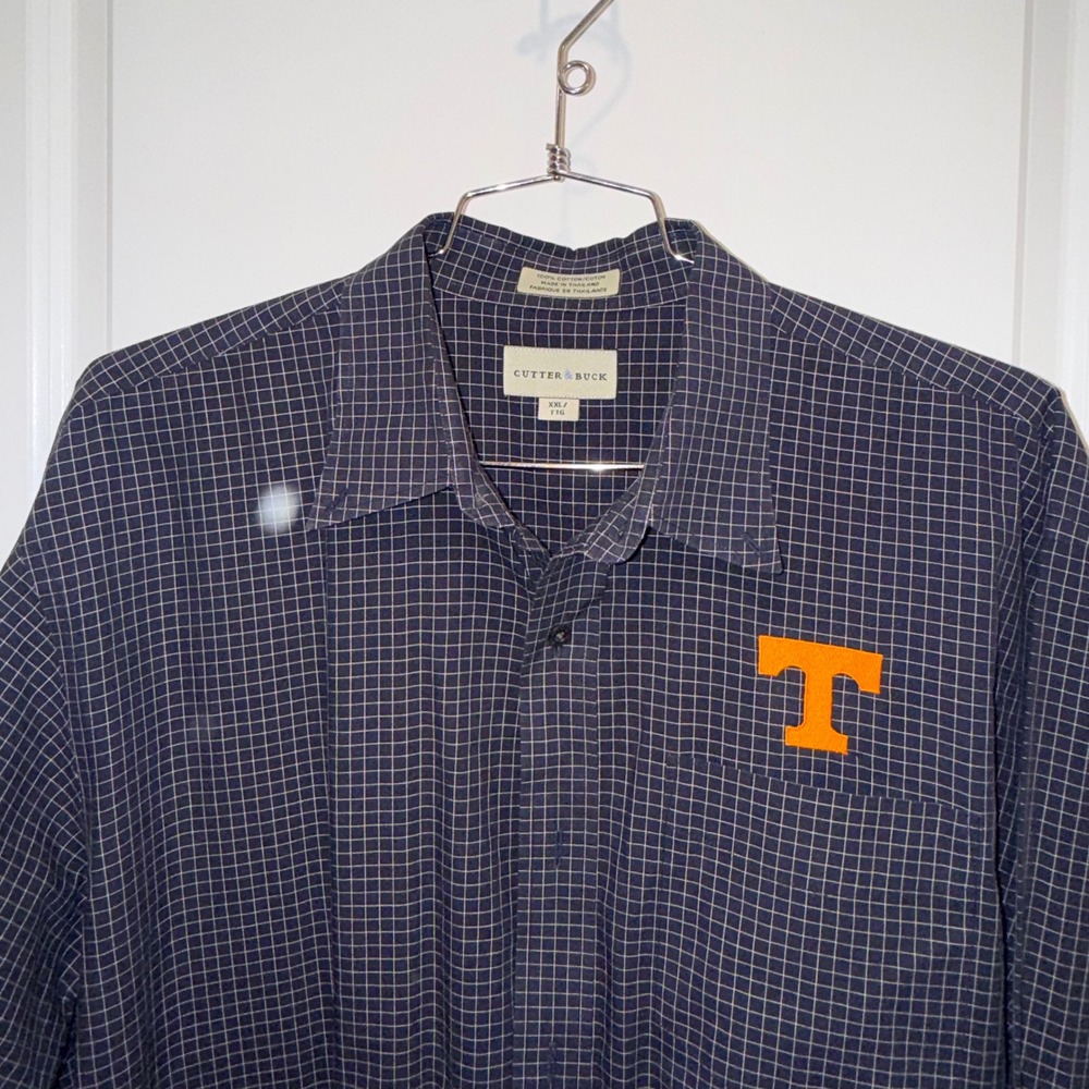 Cutter & Buck Tennessee Volunteers Shirt Mens XXL Tall 2XLT UT Vols Checkered